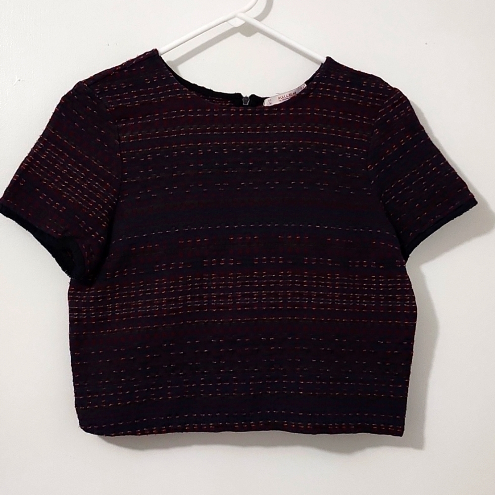 Pull & Bear Top and Miniskirt Set Burgundy